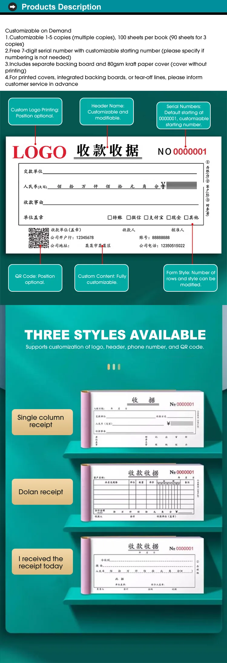 premium customized ncr receipt invoice book