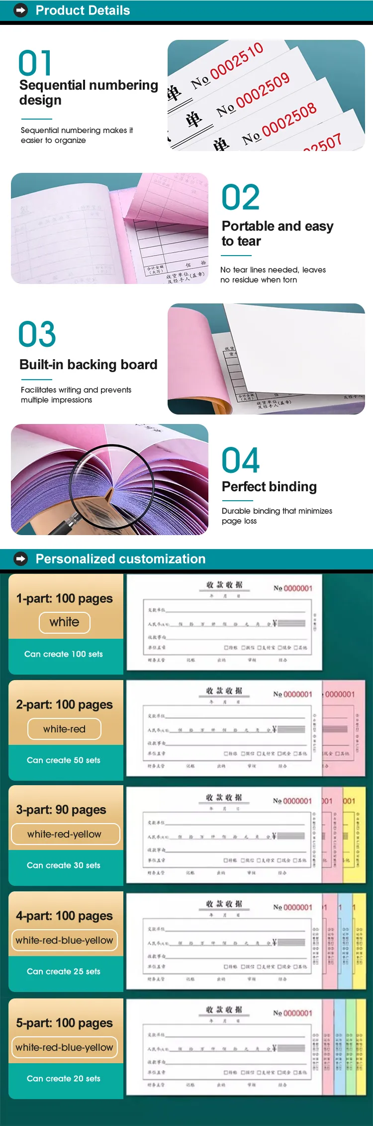 premium customized ncr receipt invoice book